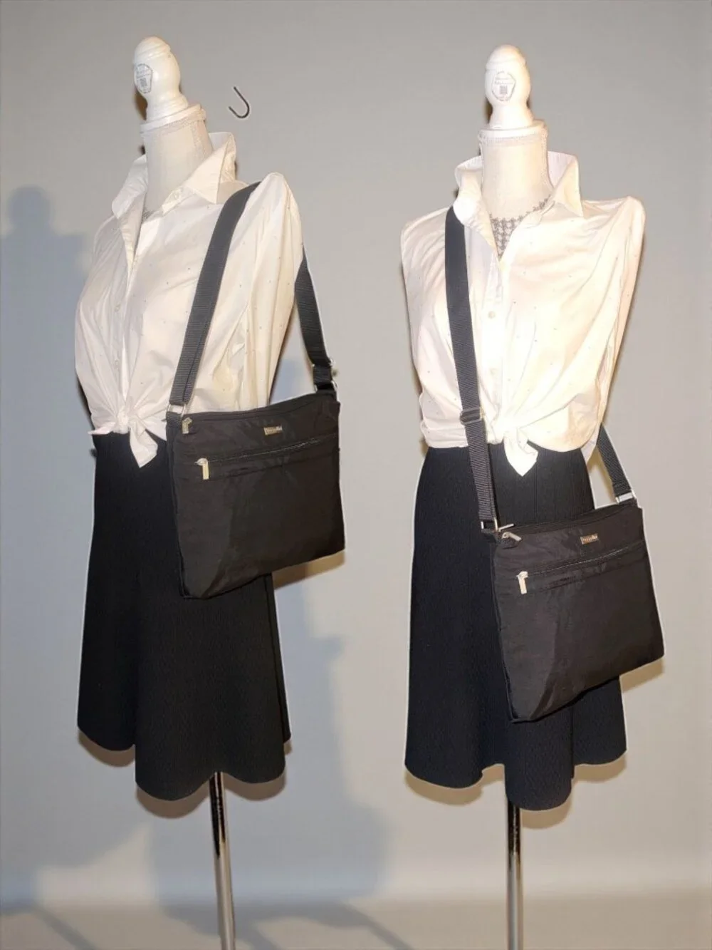 Baggallini Set Large Zipper Bag Mini Belt Pouch Black Nylon Crossbody Organizer - Picture 1 of 11